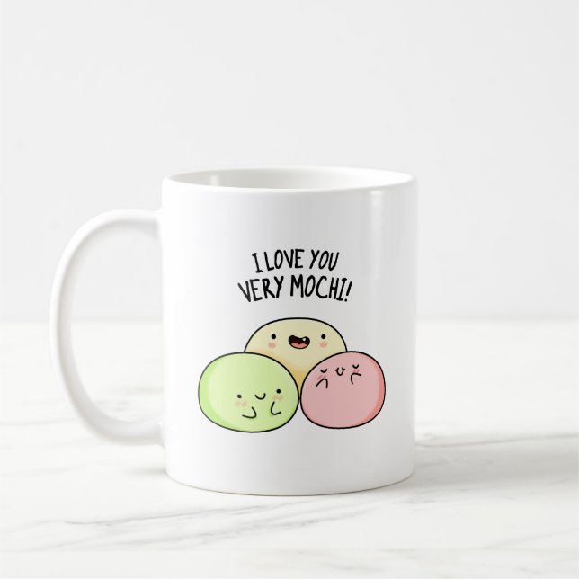 I Kärlek You Väldigt Mochi Funny Food Pun Kaffemugg (Vänster)