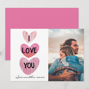 I Kärlek You Valentine Cute Hearts Photo Julkort