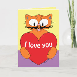 I Kärlek You Valentine Cute Romantic Tecknad Cat Kort