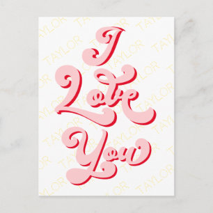 I Kärlek You Valentine Day Kopp Retro Ljus rosa Vykort