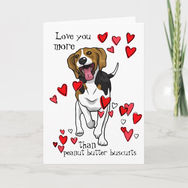 I Kärlek You Valentine Peanut Butter Beagle Card Kort (Framsida)