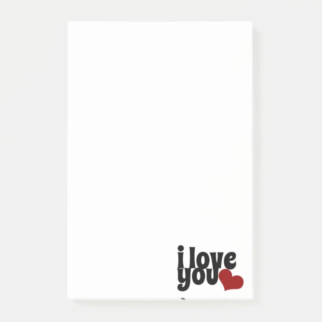 I Kärlek You Valentine Red Heart Typography Post-it Block (Framsida)