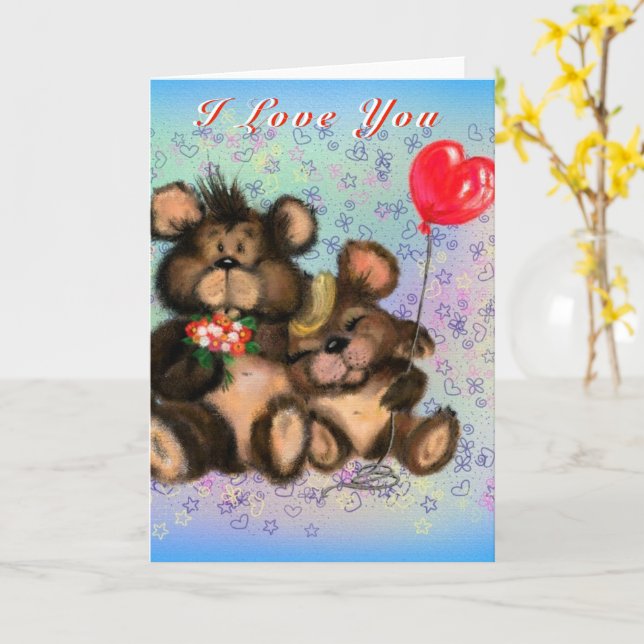 I Kärlek You Valentine's Day Card par Kärlek Bears Kort (Gul blomma)