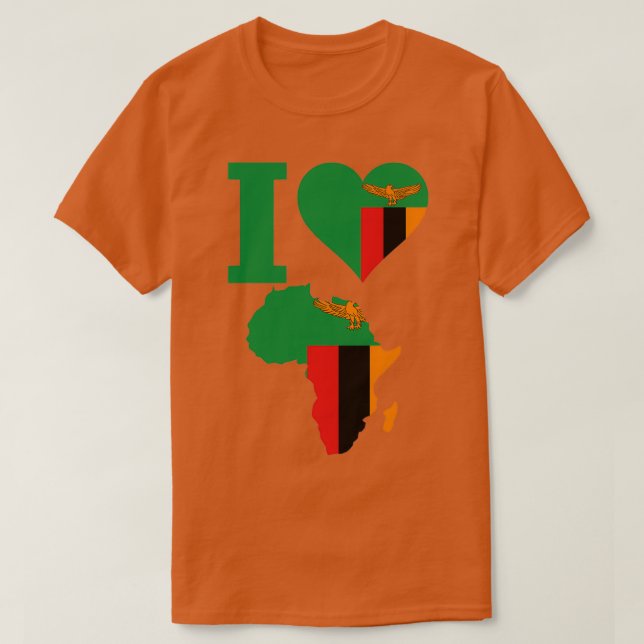 I kärlek Zambia flagga Afrika karta T Shirt (Design framsida)