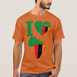 I kärlek Zambia flagga Afrika karta T Shirt