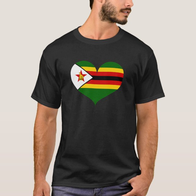 I Kärlek Zimbabwe Flagga T Shirt (Framsida)