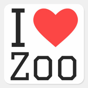 I kärlek zoo fyrkantigt klistermärke