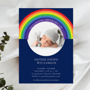 i kärleksfull minnesblå regnbåge baby begravning m inbjudningar