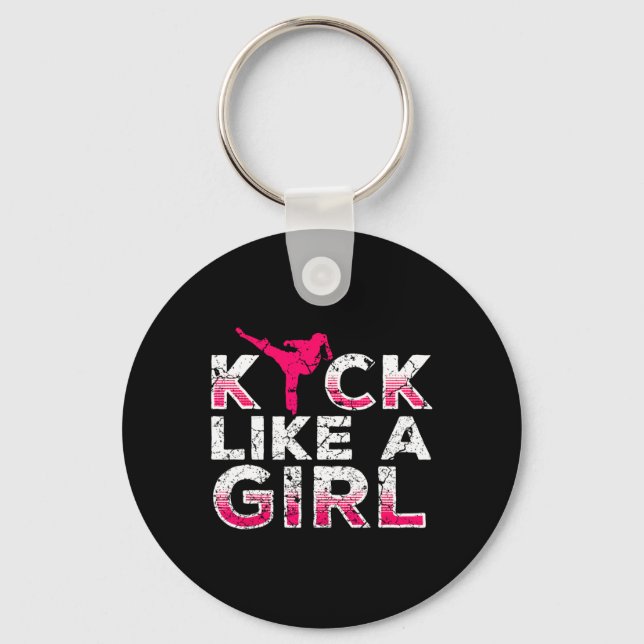 I Kick Like A Girl-karate Kickboxning Tjejer  Nyckelring (Framsida)