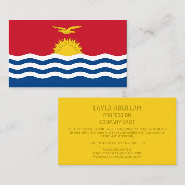 I-Kiribati Flagga, Flagga av Kiribati Visitkort (Fram/baksida)
