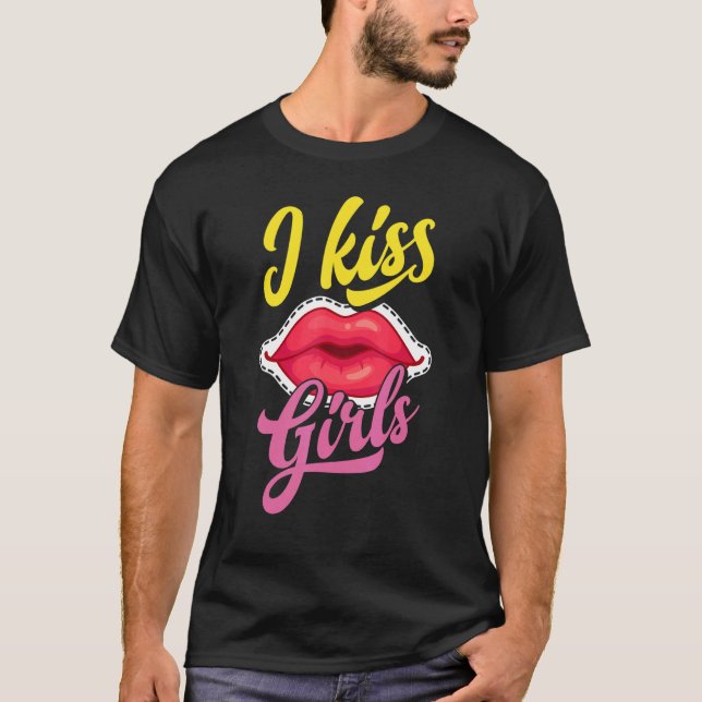 I Kiss Girls Lesbisk Lgbt Graphic T Shirt (Framsida)