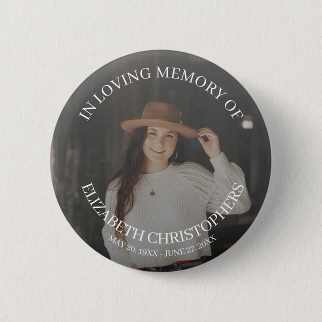 I knappen Loving Memory Photo Funeral Memorial Knapp (Framsida)