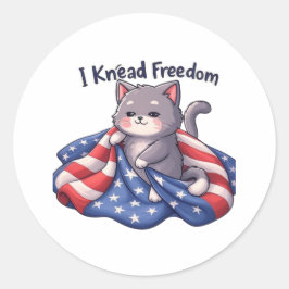 I Knead Freedom - Lusnyj Patriotic Cat Sticker Runt Klistermärke