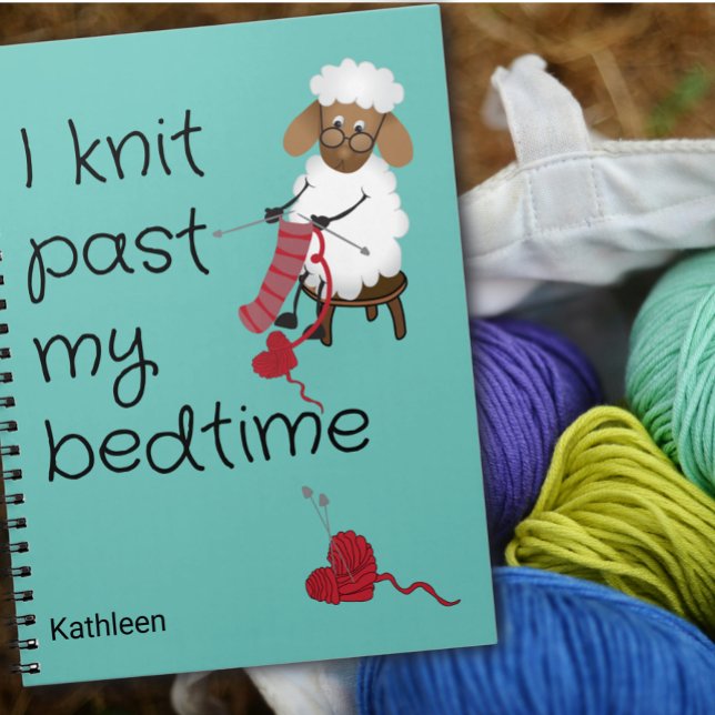 I Knit Past My Bedtime Sheep Custom Notebook Anteckningsbok (Skapare uppladdad)