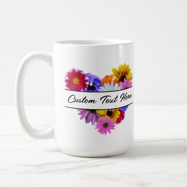 I knopp - Hjärtformad blomsterbukett Kaffemugg (Vänster)