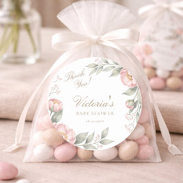 I knopp pink flicka baby shower party tack runt klistermärke