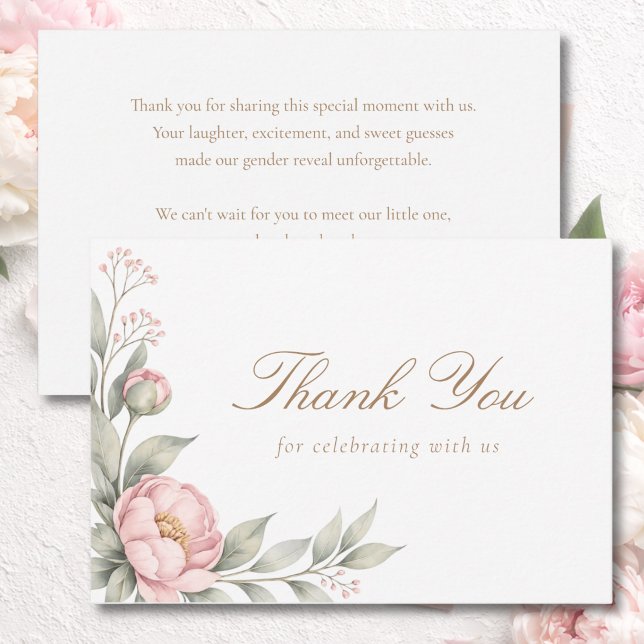 I Knopp Pink Peony Rosor Flick Baby Shower Tack Kort (Skapare uppladdad)