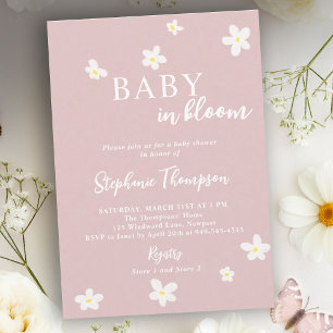 I knopp Pink skymning vår flicka baby shower Inbjudningar