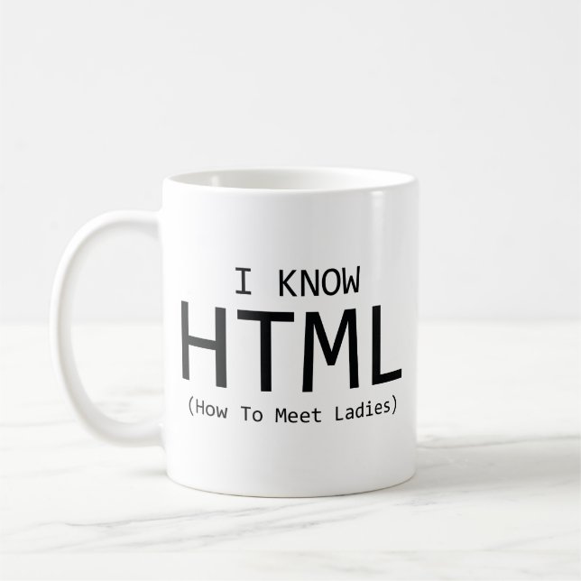 I Know HTML-kaffe Mugg (Hur man möter Dam) (Vänster)