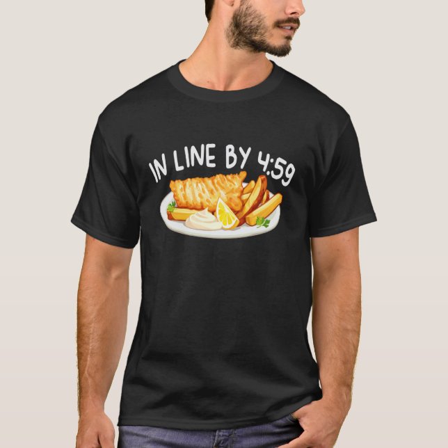 i kö med 459 Fish Fry Stekt Fisk T Shirt (Framsida)