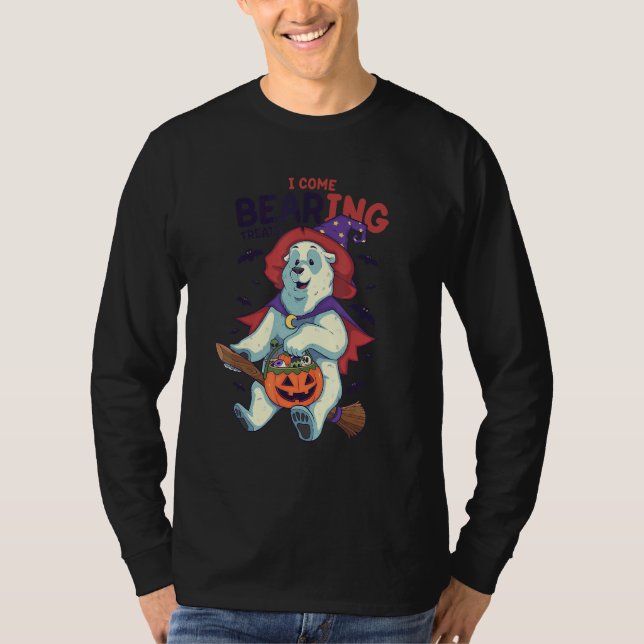 I Kom Bearing Pappa Joke Pun Bear Witch Halloween T Shirt (Framsida)