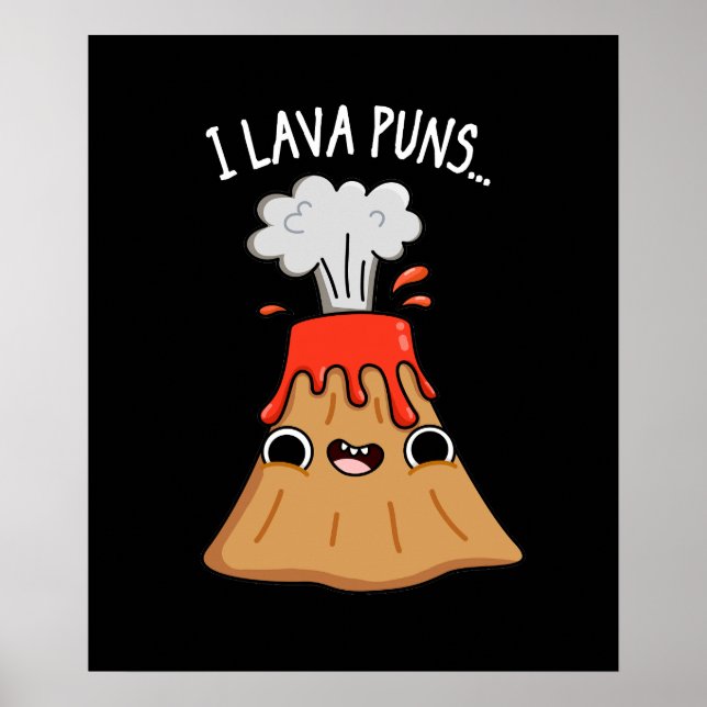 I Lava Puns Funny Geology Volcano Pun Mörk BG Poster (Framsidan)