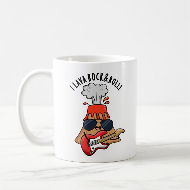 I Lava Rock and roll Funny Volcano Pun Kaffemugg (Vänster)