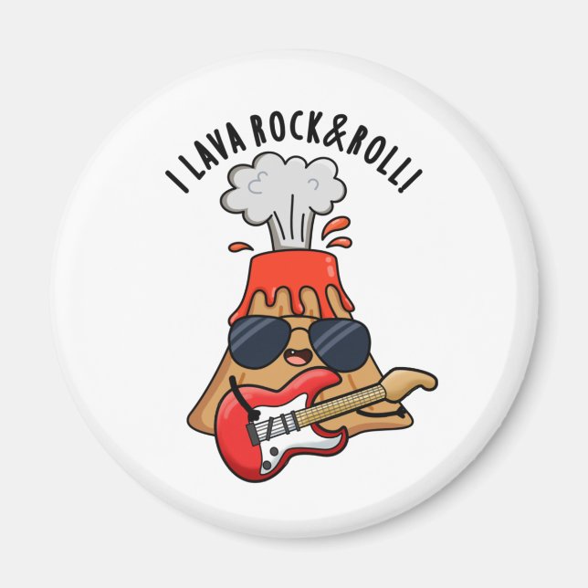 I Lava Rock and roll Funny Volcano Pun Magnet (Framsidan)