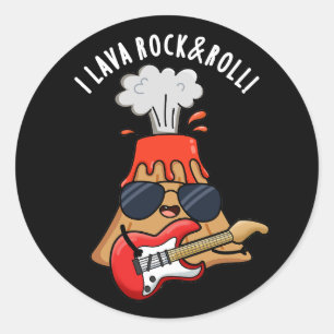 I Lava Rock and roll Funny Volcano Pun Mörk BG Runt Klistermärke