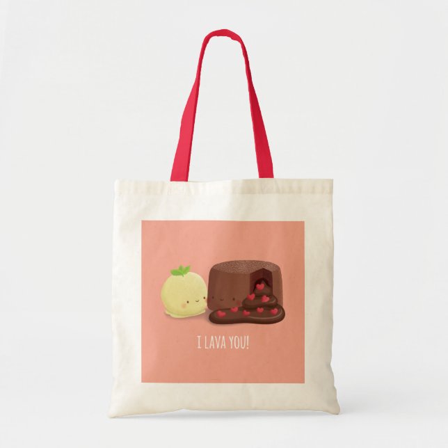 I Lava You Chocolate Cake and Ice Cream Pun Tote Tygkasse (Framsidan)