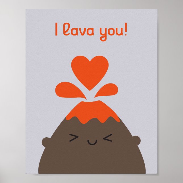 I Lava You Kawaii Volcano Poster (Framsidan)