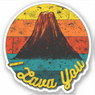 I Lava You Volcano Distress Retro Sunset Kärlek Klistermärken