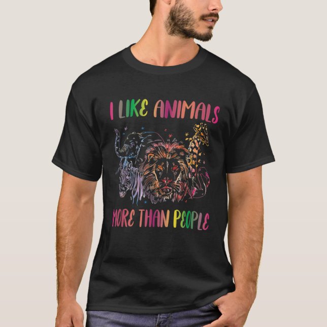 I Like Animals More Than People Farm Animal Vegan  T Shirt (Framsida)