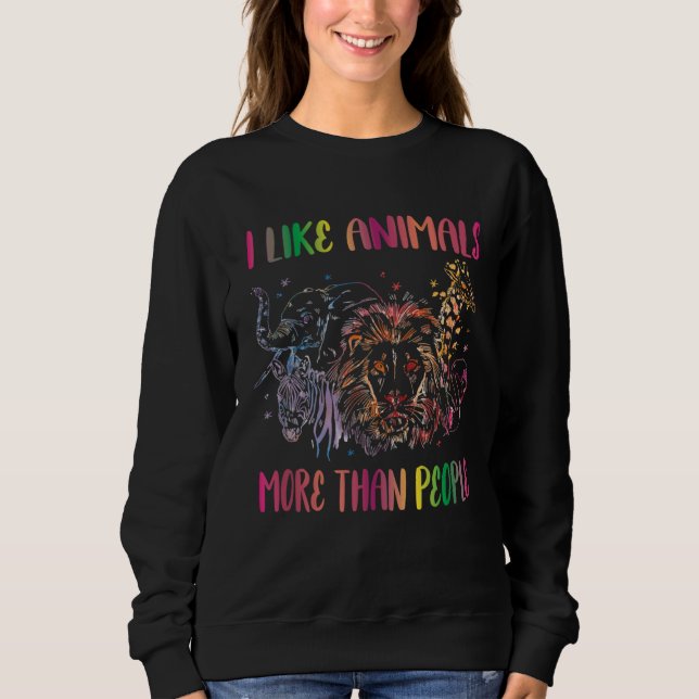 I Like Animals More Than People Farm Animal Vegan  T Shirt (Framsida)