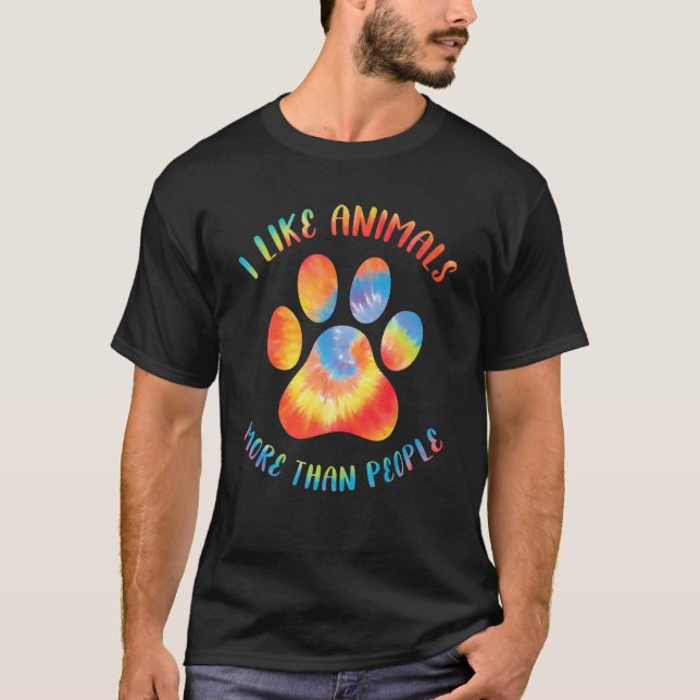 I Like Animals More Than People  Vegan Vegetarian  T Shirt (Framsida)
