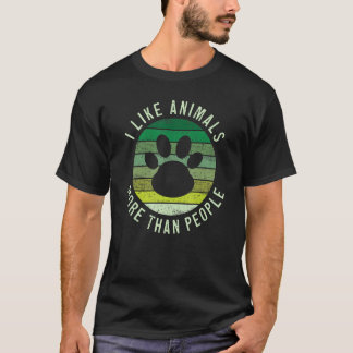 I Like Animals More Than People  Vegan Vegetarian  T Shirt