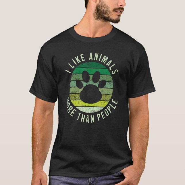 I Like Animals More Than People  Vegan Vegetarian  T Shirt (Framsida)