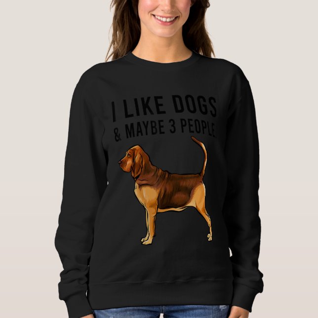 I Like Bloodhound Dogs And Maybe 3 People T Shirt (Framsida)