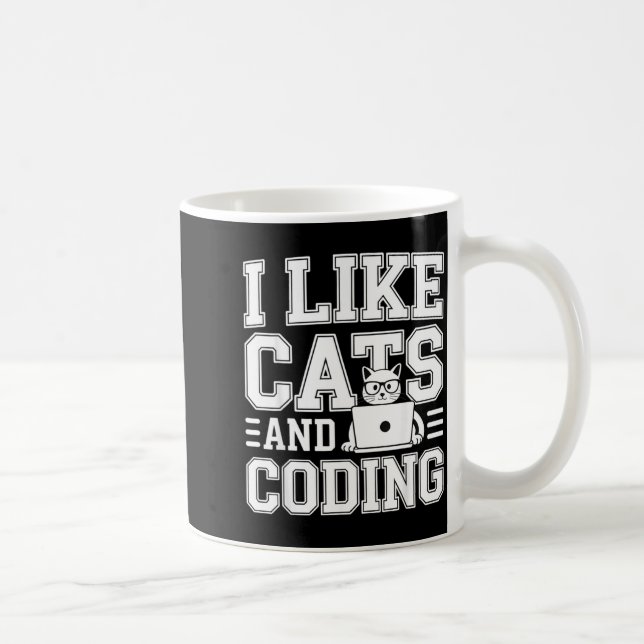 I Like Cats And Coding Programmer On Tech _-  Kaffemugg (Höger)