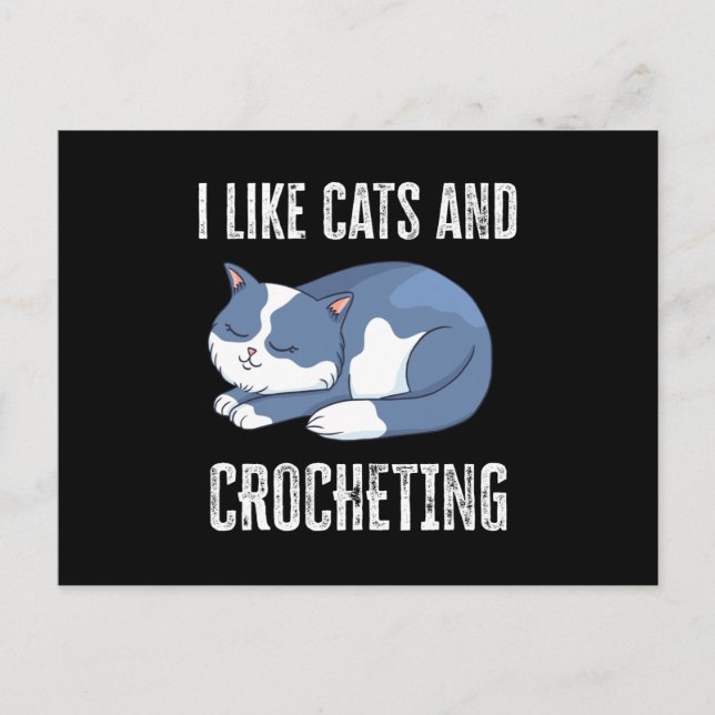 I like Cats and Crocheting Gift Vykort (Framsida)