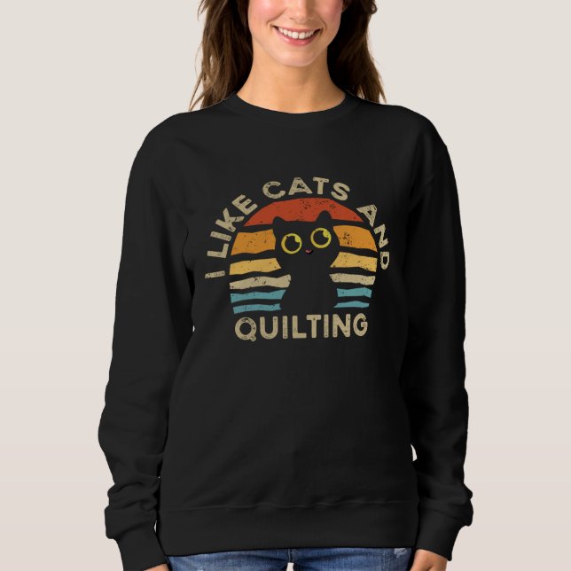 I Like Cats And Quilting T Shirt (Framsida)
