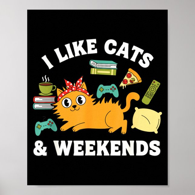 I Like Cats And Weekends Lover Funny Cozy Gamer Qu Poster (Framsidan)