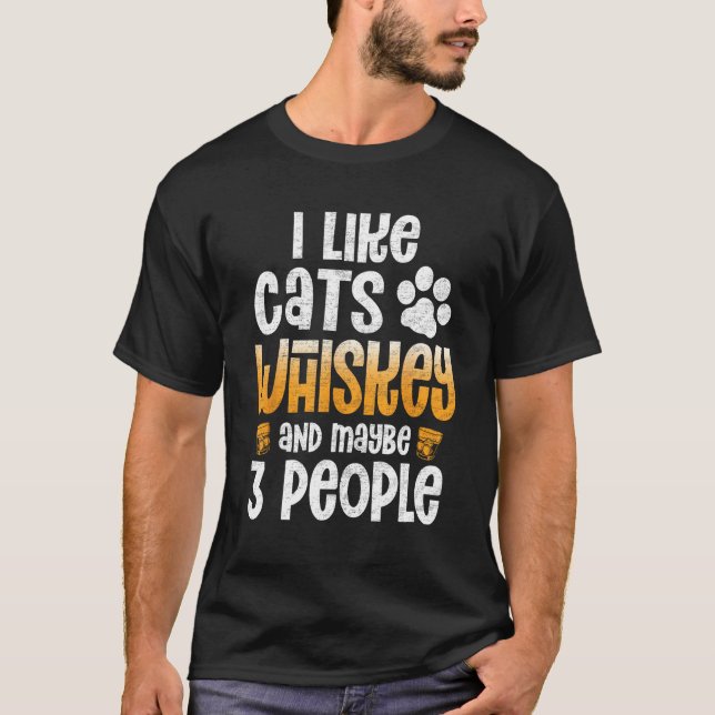 I Like Cats Coffee Maybe 3 People Funny Joke Kitte T Shirt (Framsida)