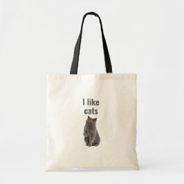 I Like Cats – Cute Gray Cat Illustration Design Tygkasse