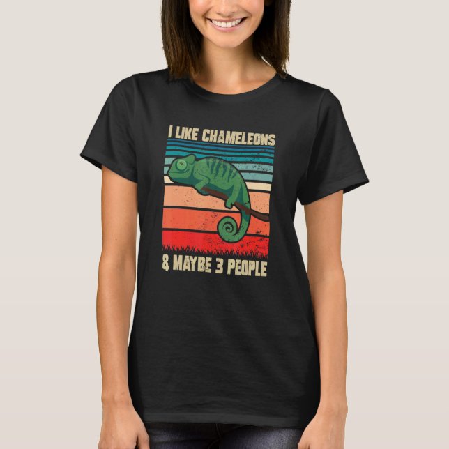I Like Chameleons Maybe 3 People   Quote Lizard Gr T Shirt (Framsida)