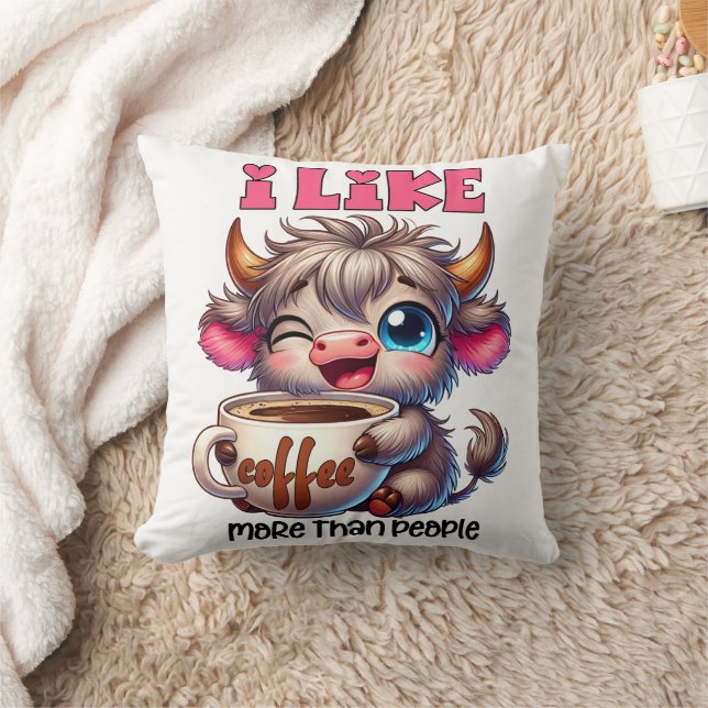 I Like Coffee More Than People  Kudde (Filt)