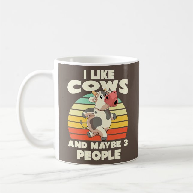 I Like Cows And Maybe 3 People Funny Farm Animal Kaffemugg (Vänster)