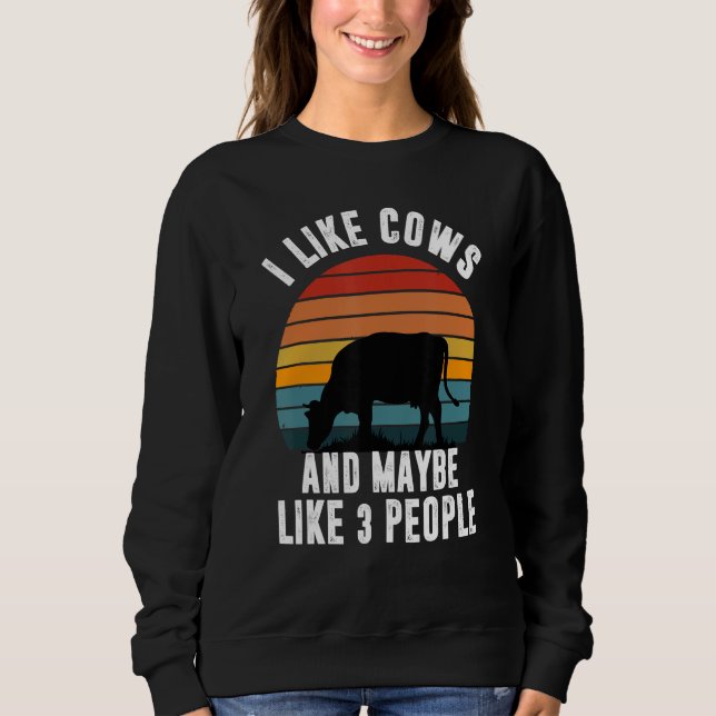 I Like Cows And Maybe Like 3 People Retro Cows Far T Shirt (Framsida)