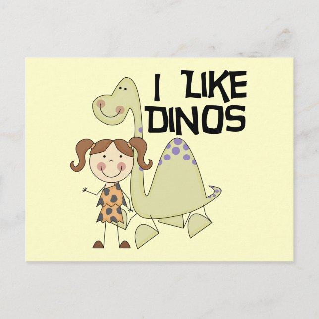 I LIke Dinos-GIrl Tshirts and Gifts Vykort (Framsida)