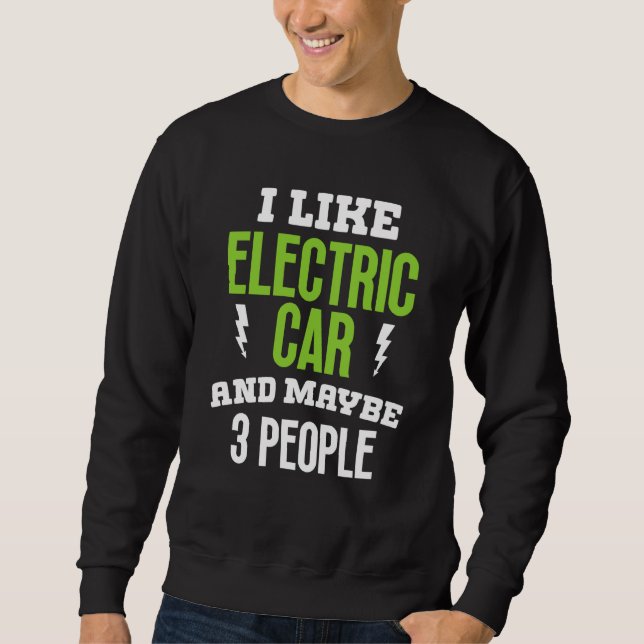 I like elctric car present electric vehicle owner lång ärmad tröja (Framsida)